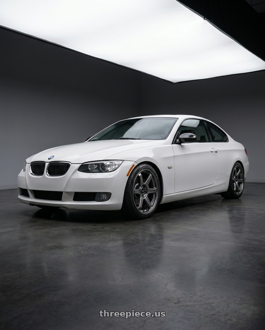 2008 BMW 328xi Alpine White with Enkei T6R 5x120 18x9.5+45 Gloss Gunmetal wheels