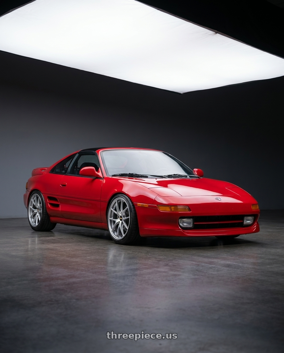 1993 Toyota mr2 red with BBS RI-A 5x120 18x9.5+23 Diamond Silver wheels
