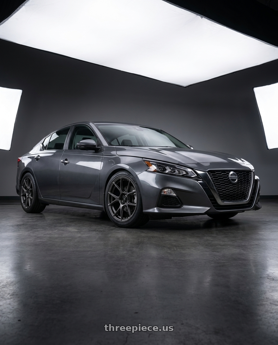 2021 Nissan Altima SV with Konig Ampliform 5x114.3 18x8.5+45 Dark Metallic Graphite wheels
