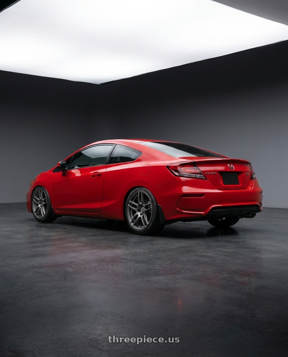 2011 Honda Civic Si with Niche 1PC M105 NR6 5X114.3/5X120 17X7.5 +45 MATTE GUN METAL wheels rear three quarter view square tires