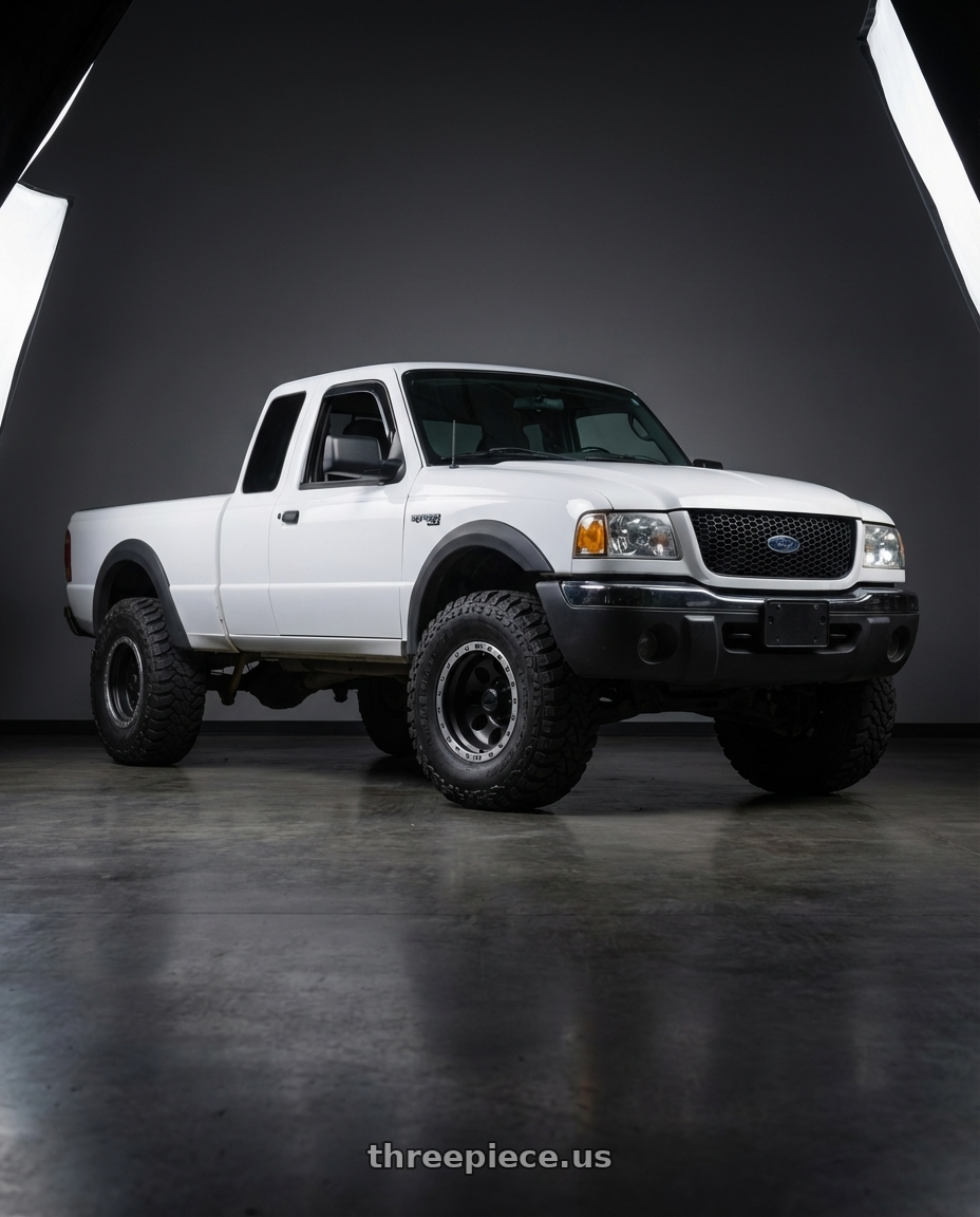 2003 Ford Ranger with Mickey Thompson Classic Baja Lock 5x114.3 15x10 -45 A192582 wheels front three quarter view lifted stance