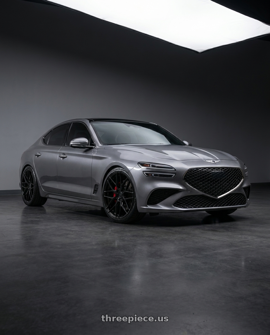 2023 genesis g70 with Avant Garde Wheels M520R 5X114.3 20x10.5 +45 Gloss Black wheels