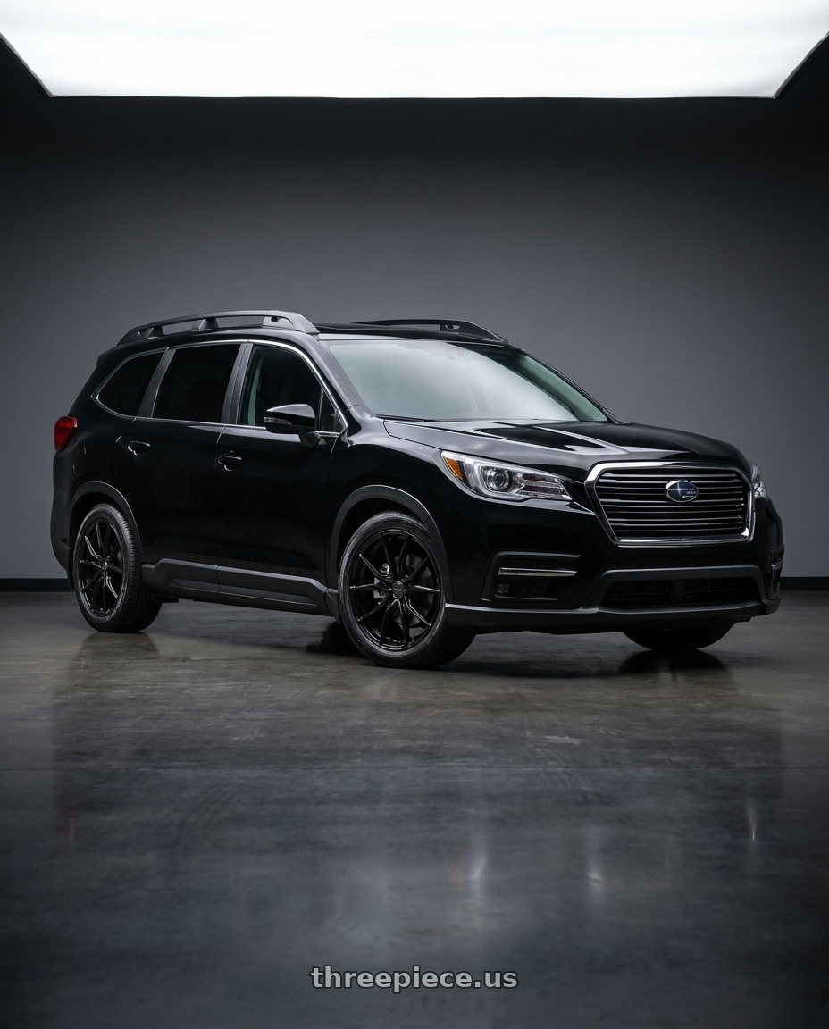 2025 Subaru Ascent Black with Advanti Racing 80B Hybris 5x114.3 20x8.5 +40 Gloss Black wheels