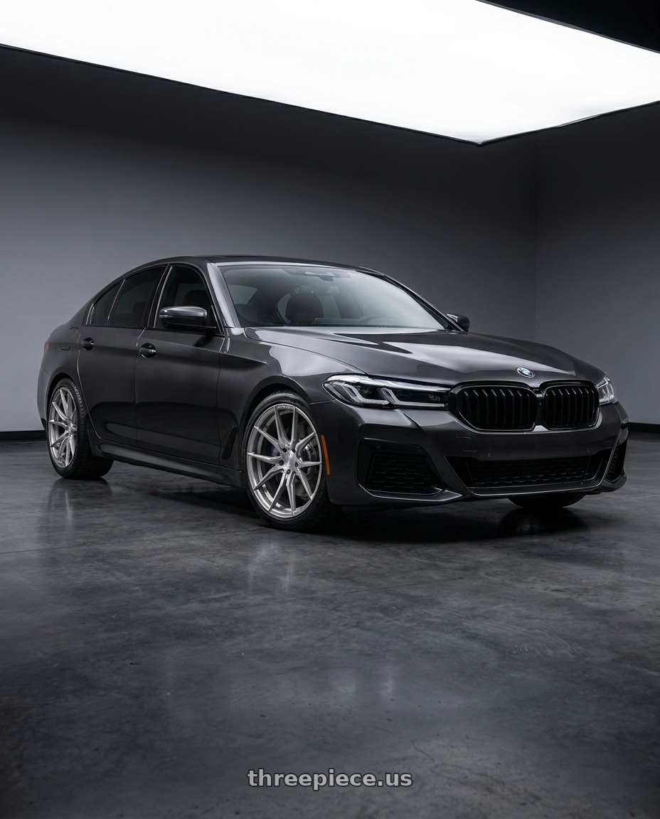 2021 bmw 540 with Rohana RFX2 5x112 19x9.5+40 Brushed Titanium wheels