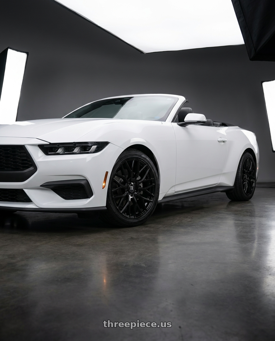 2025 Ford Mustang Ecoboost Premium with TOUREN TR76 3276 5x120 18x8 +35 GLOSS BLACK wheels