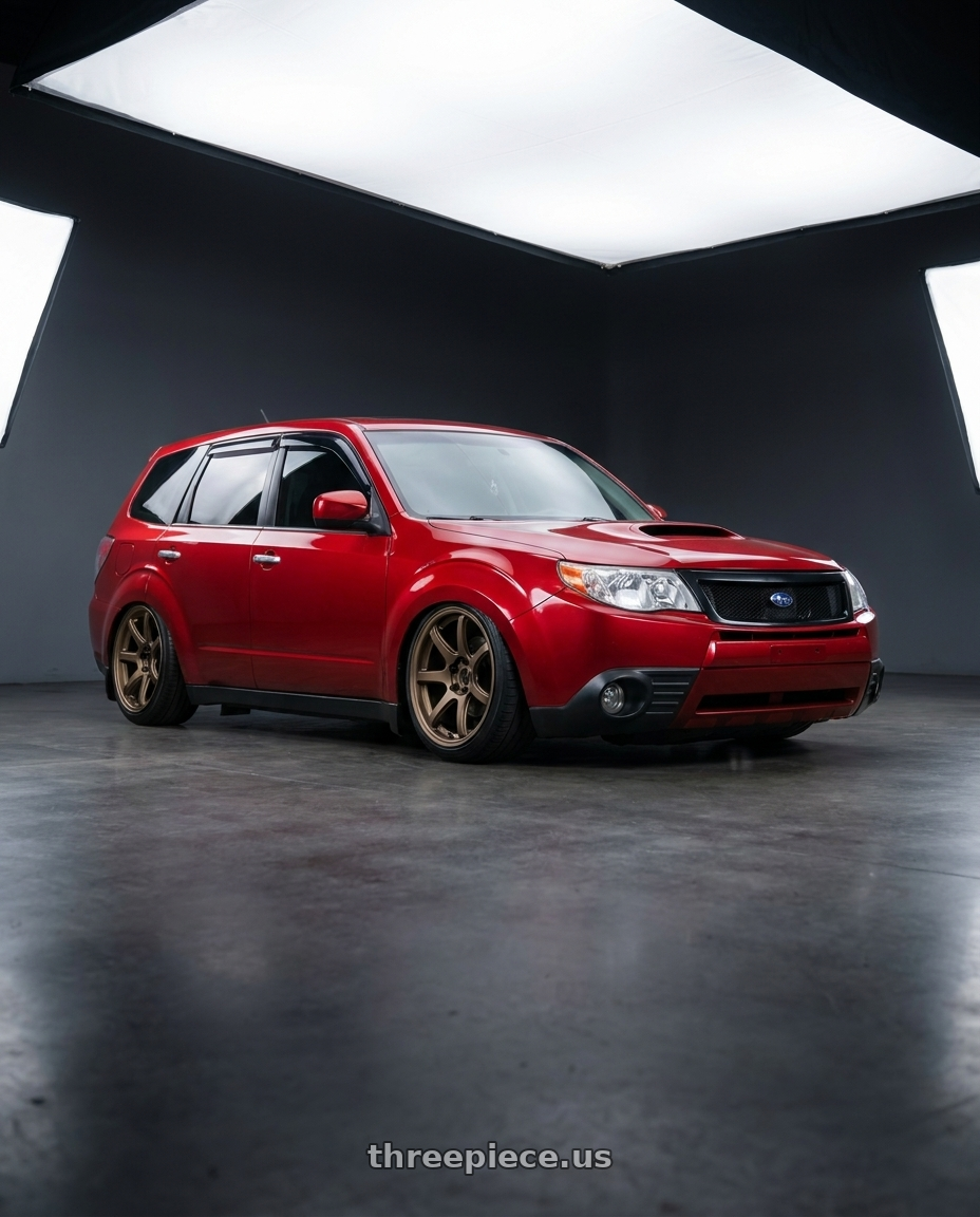 2009 subaru forester with Work T7r 2P 5x100 18x10.0 +38 Matte Bronze wheels