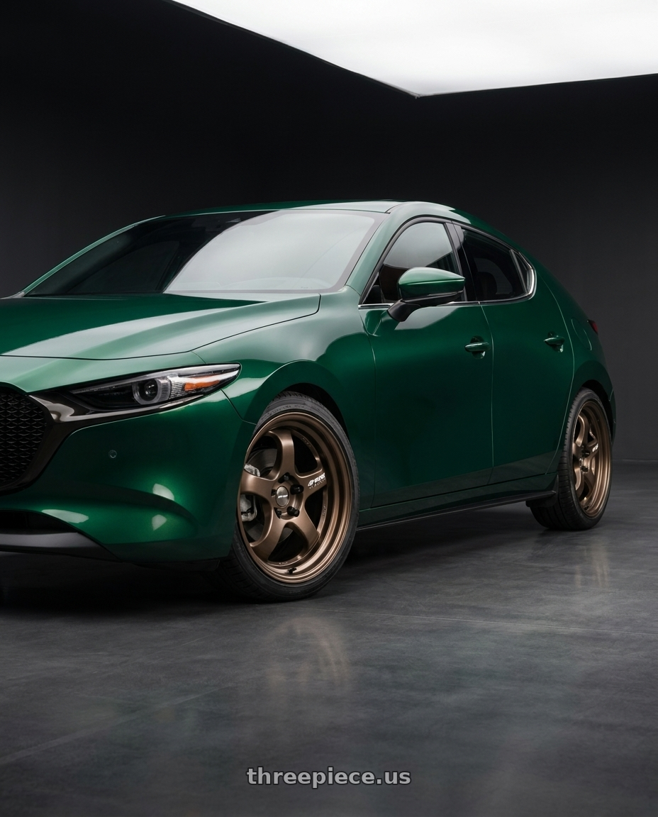 2026 Mazda 3 with Work Meister S1R 5x114.3 18x8.5+38 O Disk Ashdot Titanium wheels