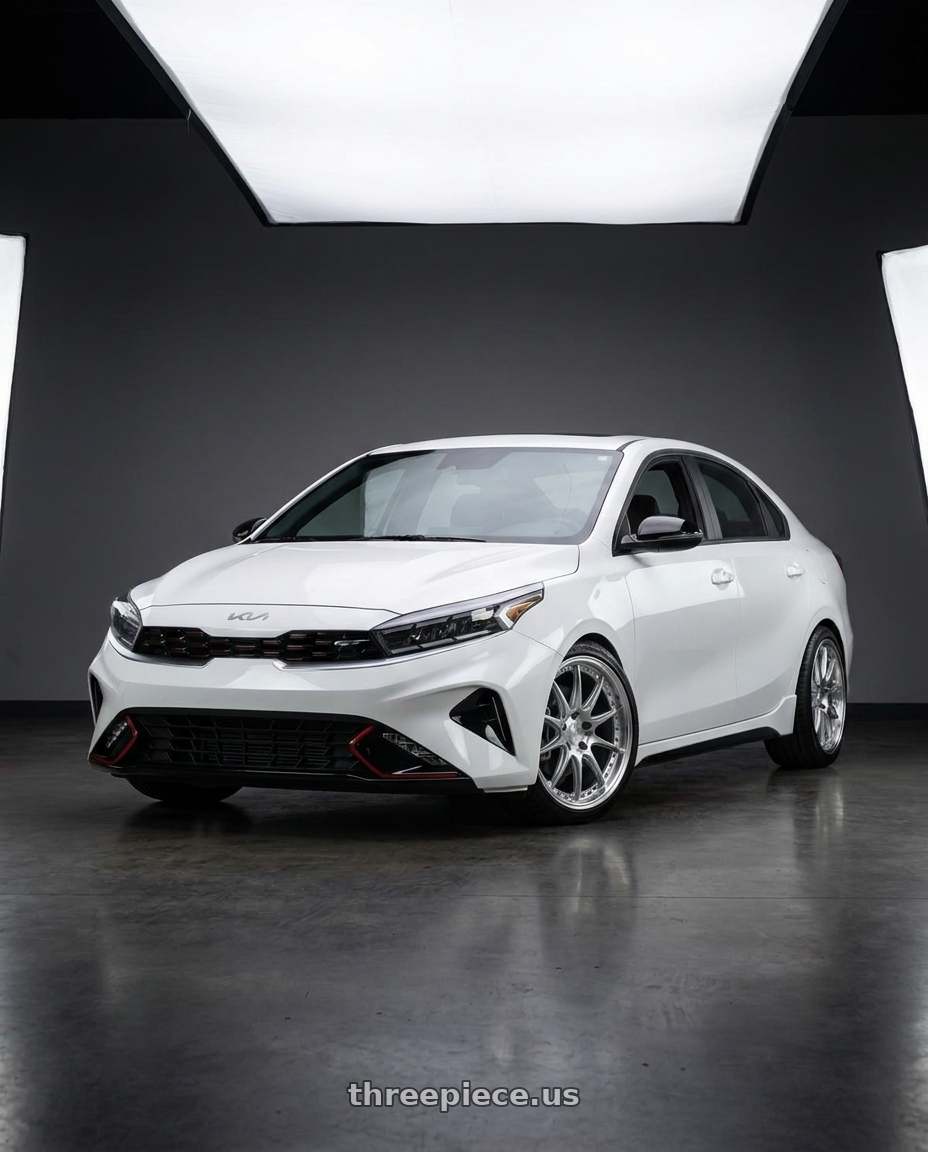 2023 kia forte with Aodhan DS07 5x114.3 18x8.5+35 Silver w/Machined Face wheels