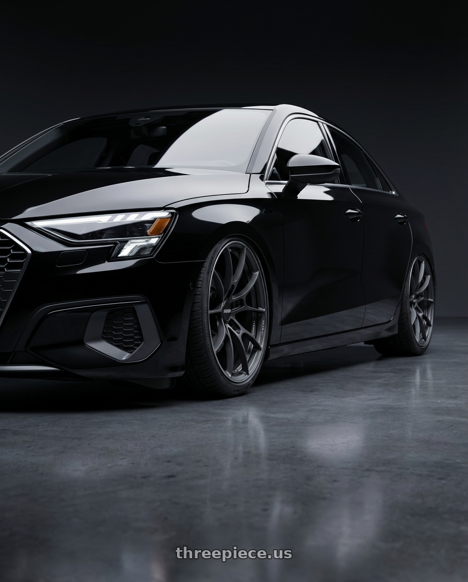 2022 Audi A3 with Volk Racing G025 5x112 19x9.5 +44 MATTE GUNBLACK / DC wheels