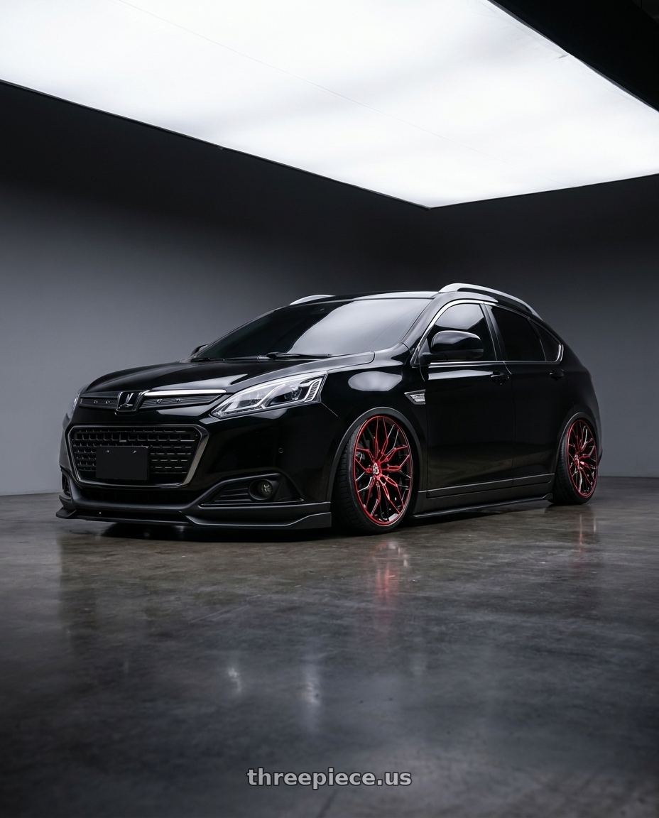 2025 Luxgen U6 Neo黑+特仕版(台灣保時捷) with Spec-1 SP-57 5x114.3/5x120 18x8 +38 Gloss Black & Red Machined wheels