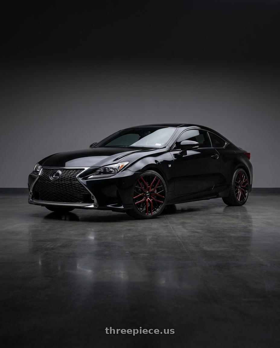 2016 Lexus Rc200t F Sport with Shift Spring 5x114.3 20x8.5 +35 Gloss Black Candy Red Milled wheels
