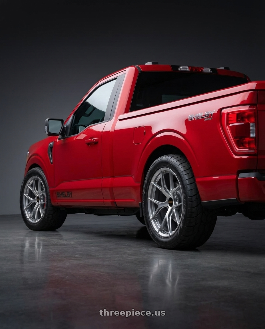 2023 shelby f150 super snake sport  with BBS FI-R 5x130 21x11.5 +60 Diamond Silver wheels rear three quarter view meaty tires