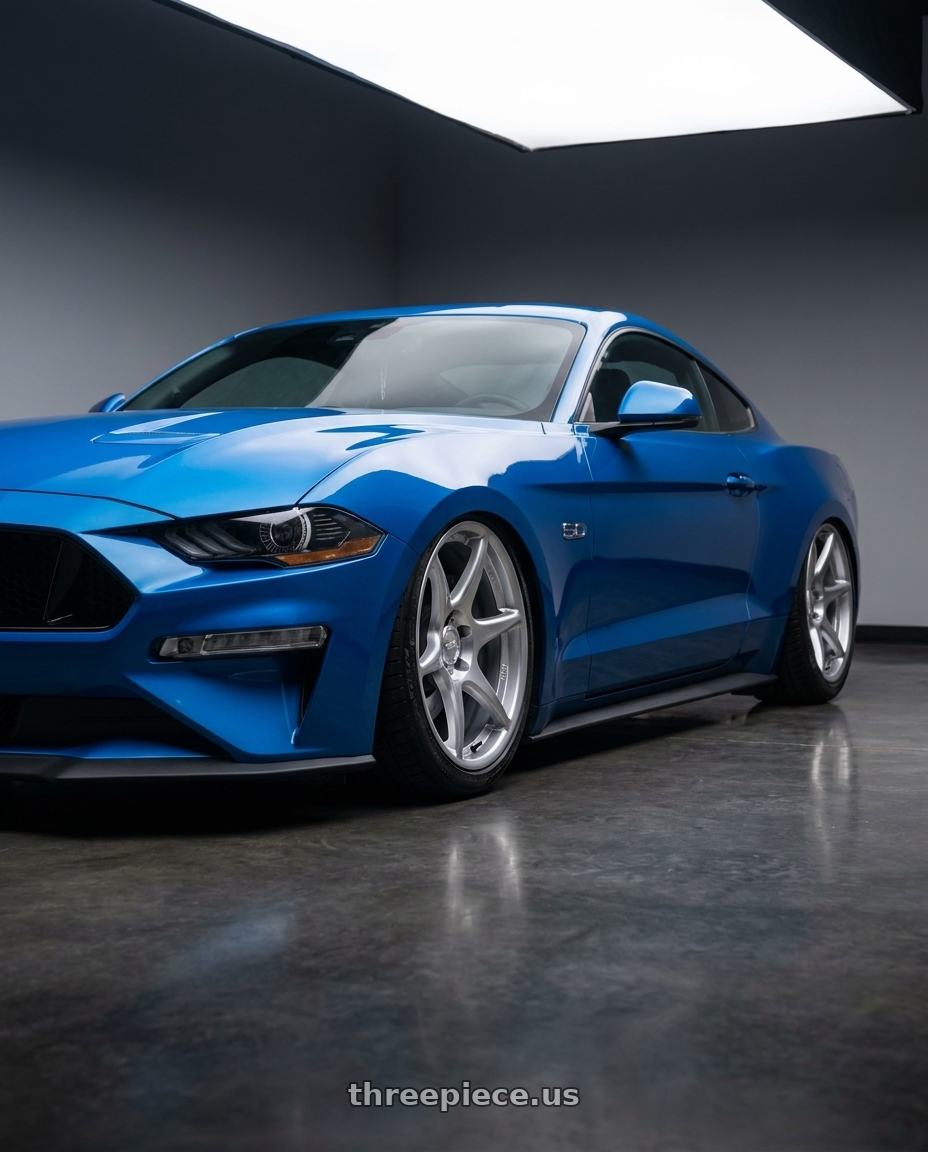 2022 Ford Mustang GT with Kansei K11S Tandem 5x114.3 19x9.5 12 Hyper Silver wheels