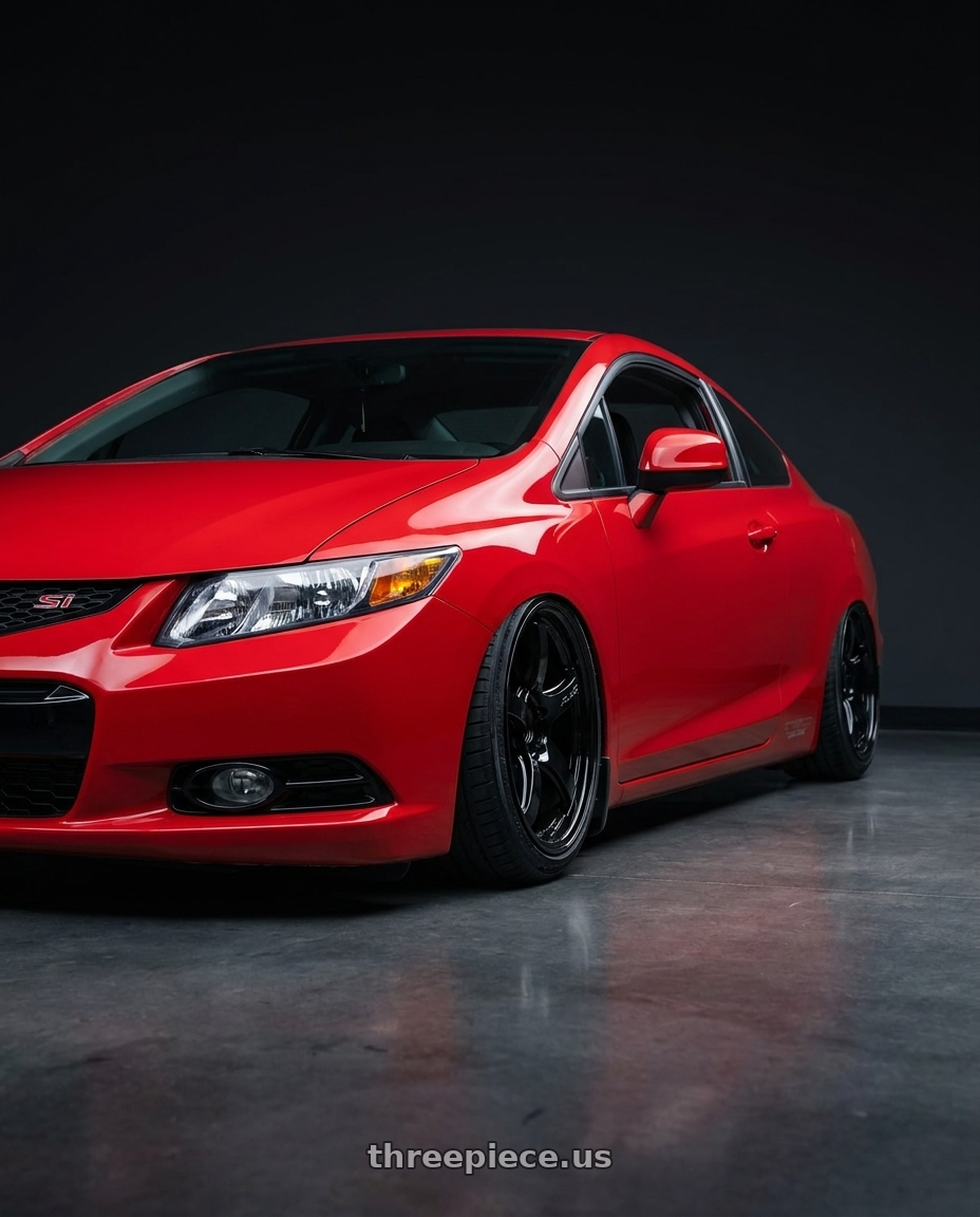 2015 Honda Civic Si with Gram Lights 57CR 5x114.3 17x9+12 Glossy Black wheels