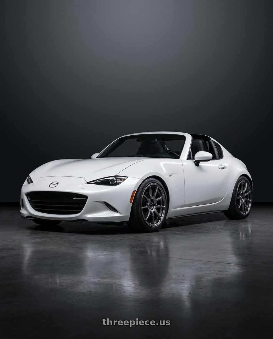 2019 Mazda Miata RF GT White Ceramic Metallic with Vors TR4 5x105 17x8  +35 Hyper Black wheels