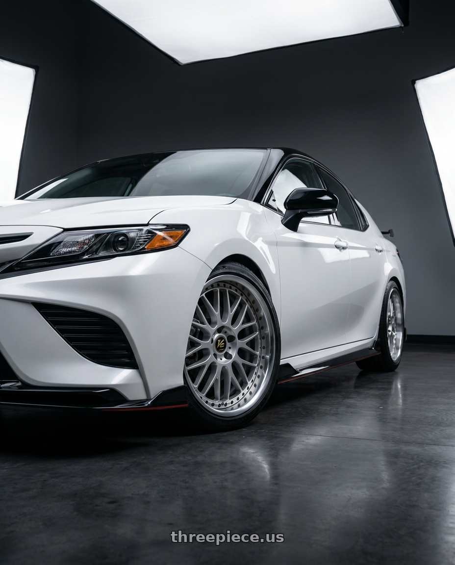 2021 Toyota Camry TRD with Work Vs-Xx 5x114.3 19x8+38 A Disk Light Grey Silver wheels