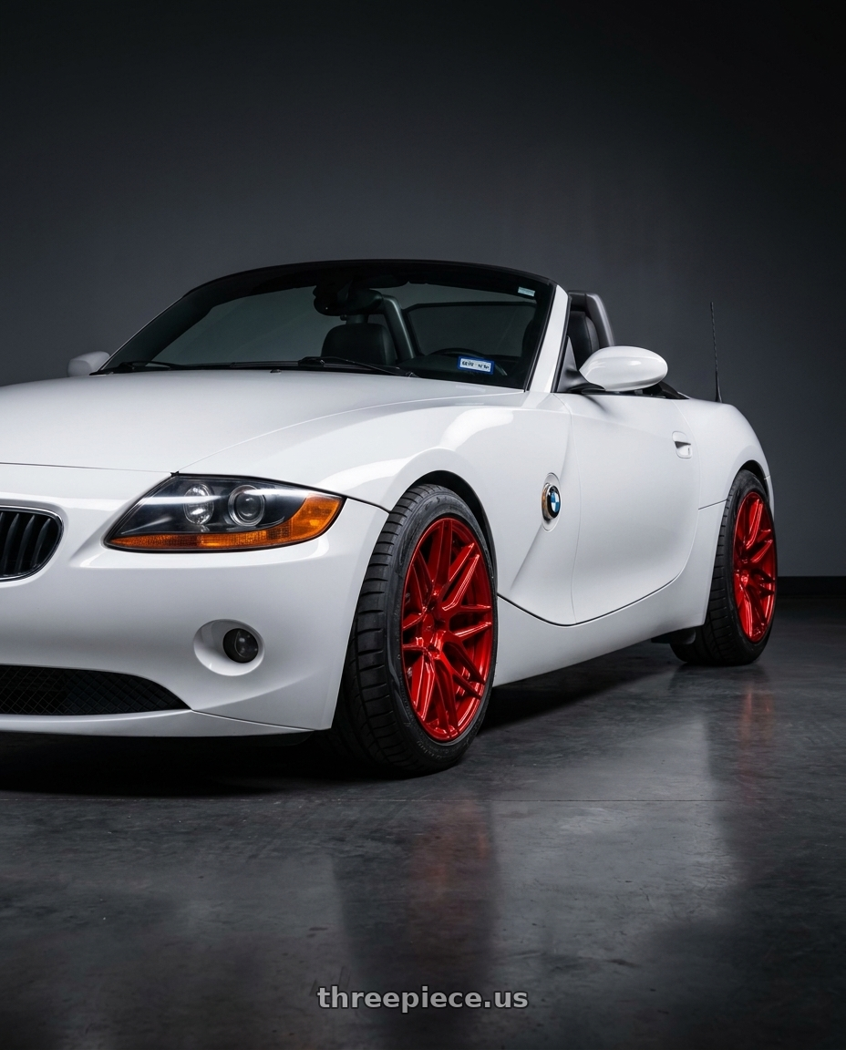 2003 bmw z4 2 5 with F1R F103 5x120 18x8.5 +35 Candy Red wheels