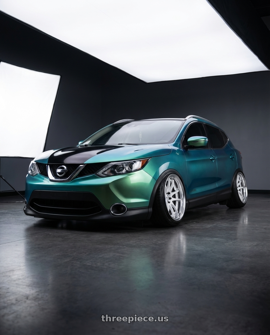 2017 Nissan Qashqai with Work Cr 2P 4x100 17x10.0 +12 Gloss White wheels