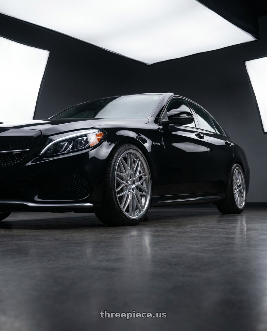 2018 mercedes benz c43 amg with Work Schwert Quell 5x112 19x8.5+30 O Disk Silky Rich Silver wheels