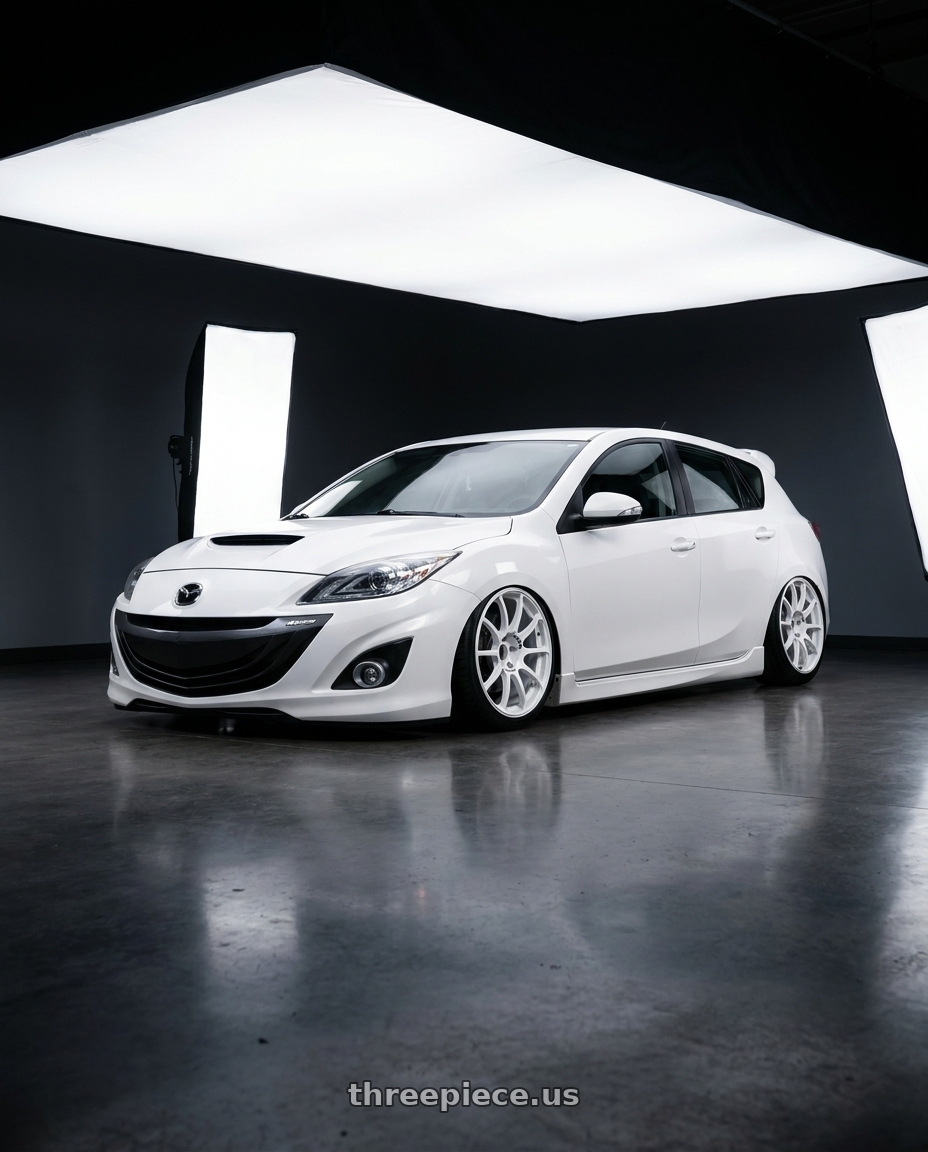 2012 Mazda Mazdaspeed3 with Advan RCIII 5x114.3 18x8.5+38 White wheels