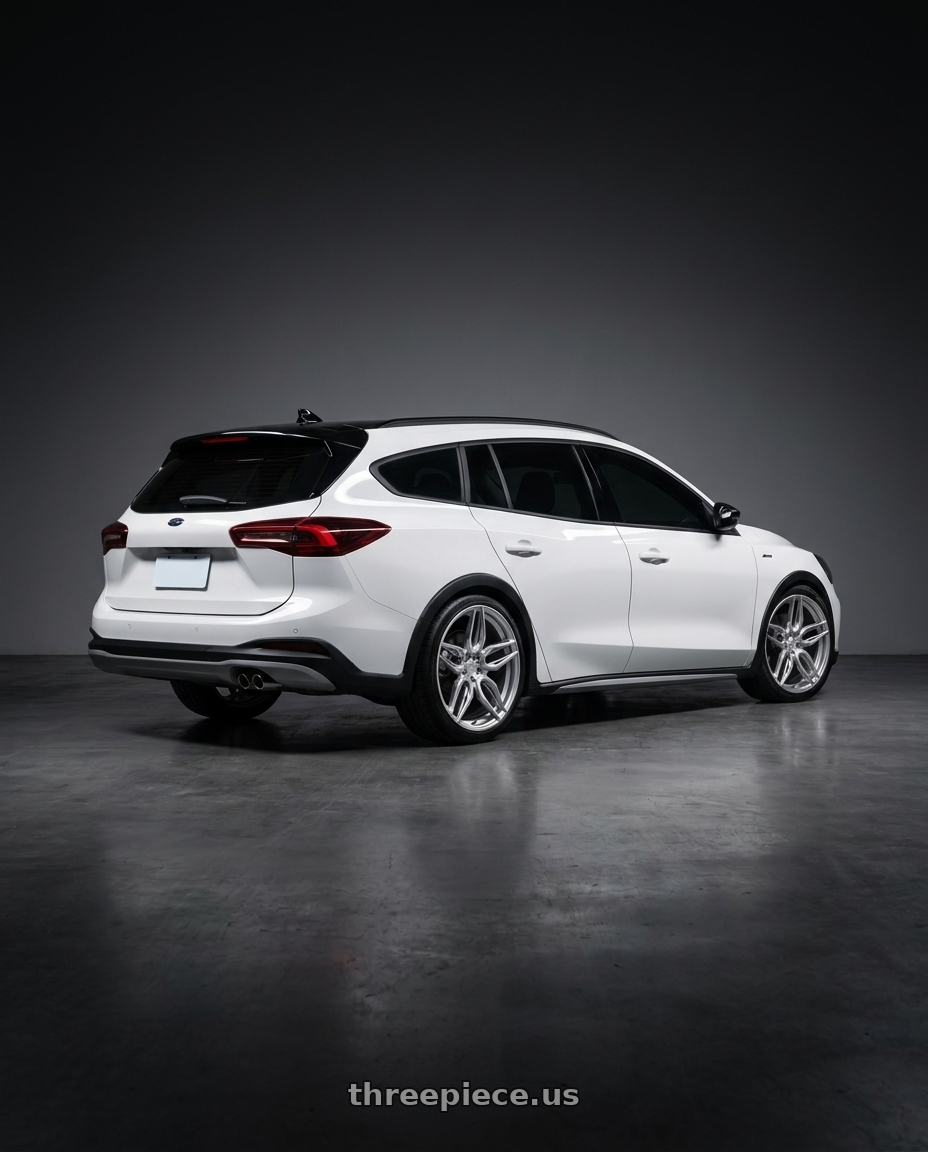 2024 focus active wagon 橘色 with ADV.1 ADV005 5x120 20x9 +28 Platinum wheels rear three quarter view square tires