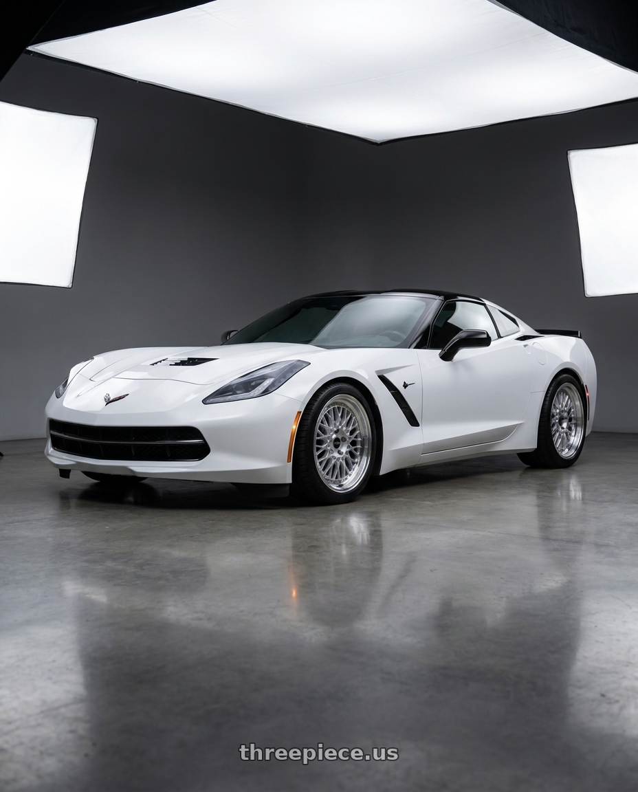 2016 Chevy corvette with ARC AR1 5x108 17x8.5  +35 Silver Machine Face Lip Chrome Rivet wheels