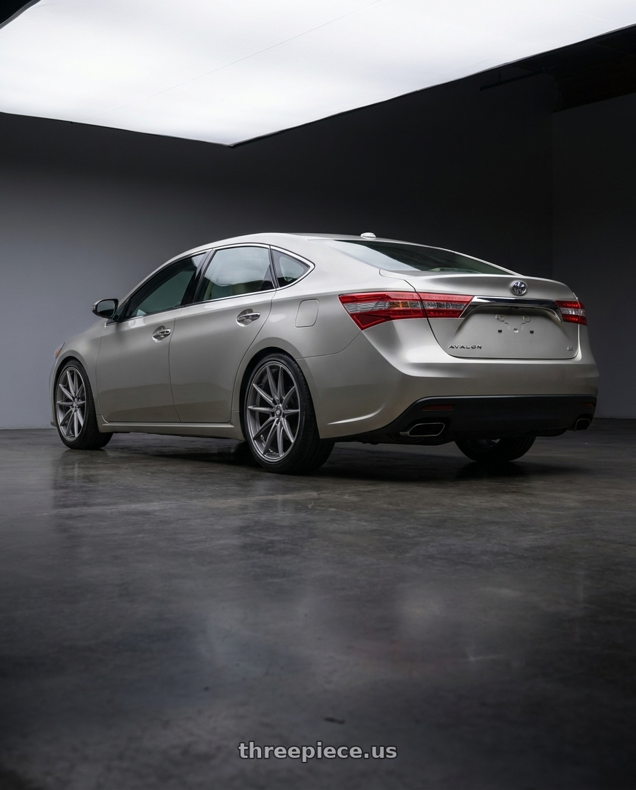 2013 toyota avalon with Konig Oversteer 5x114.3 18x9+35 Opal wheels rear three quarter view slight stretch tires