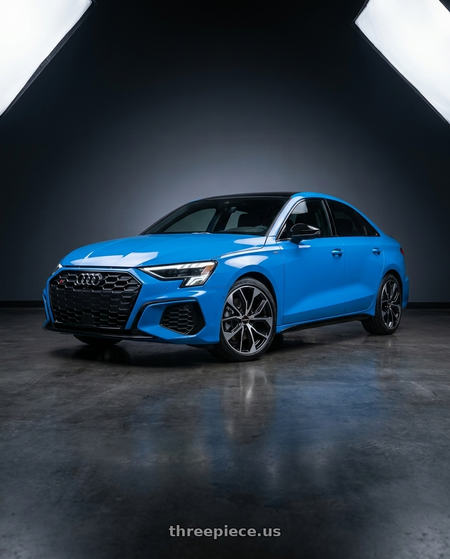 2023 Audi S3 with TOUREN TR60 3260 5x112/5x120 19x8.5 +40 GLOSS BLACK MACHINED wheels