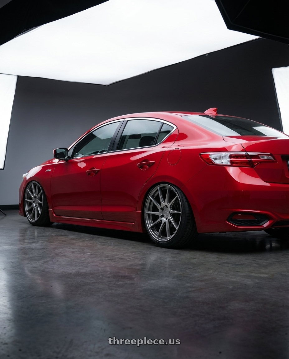 2012 Acura ILX with Aodhan AH09 5x114.3 18x8.5 +35 Hyper Black wheels rear three quarter view slight stretch tires