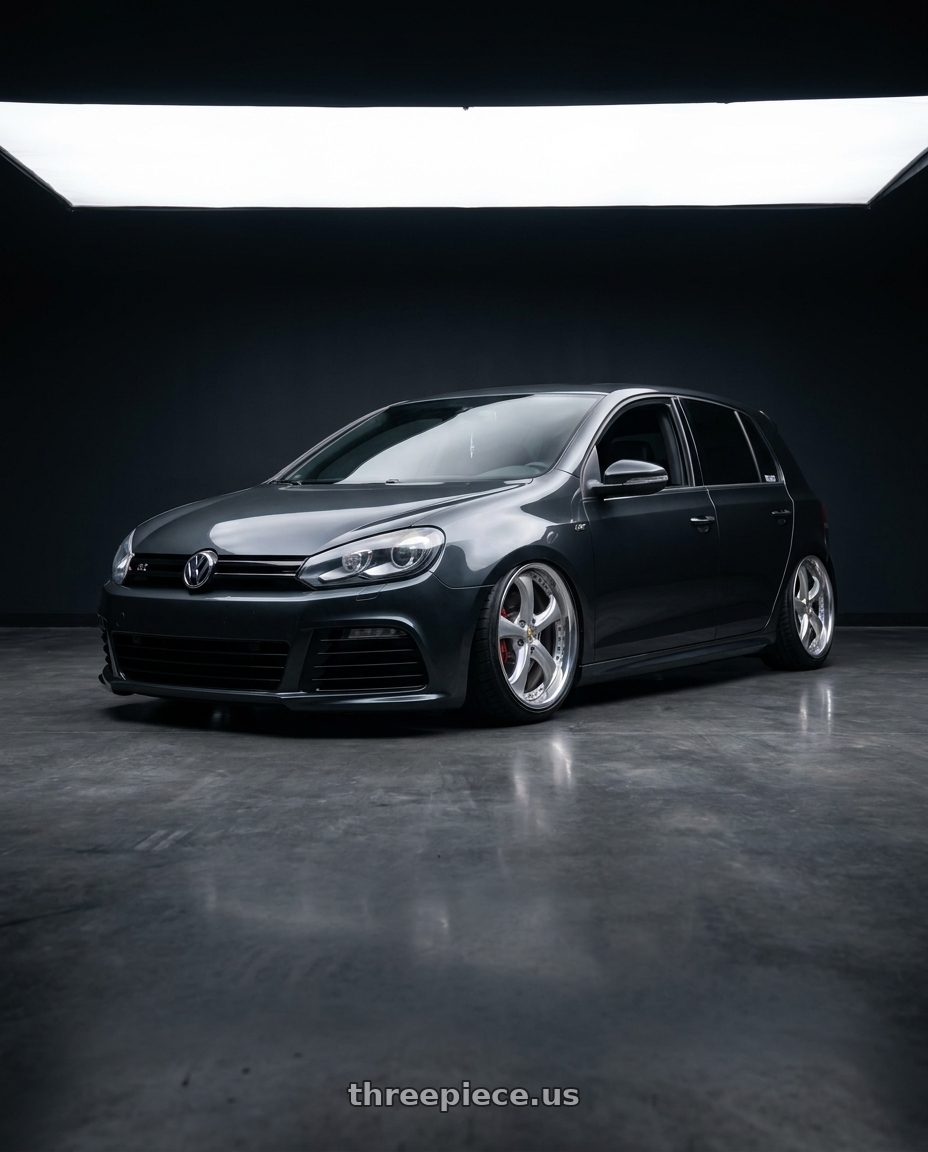 2013 Volkswagen Golf R with Work Wheels VS-KF 5x112 18x9.5+39 Light Grey Silver R Disk FULL REVERSE wheels