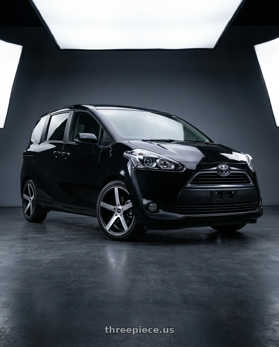 Toyota sienta 2016 with Strada Perfetto 5x100/5x114.3 16x7.5 +35 Gloss Black Machined wheels