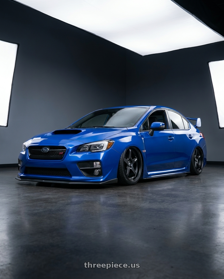 2013 Subaru WRX STI with ESR Wheels APEX SERIES AP5 5x114.3 18x8.5 +30 Matte Black wheels