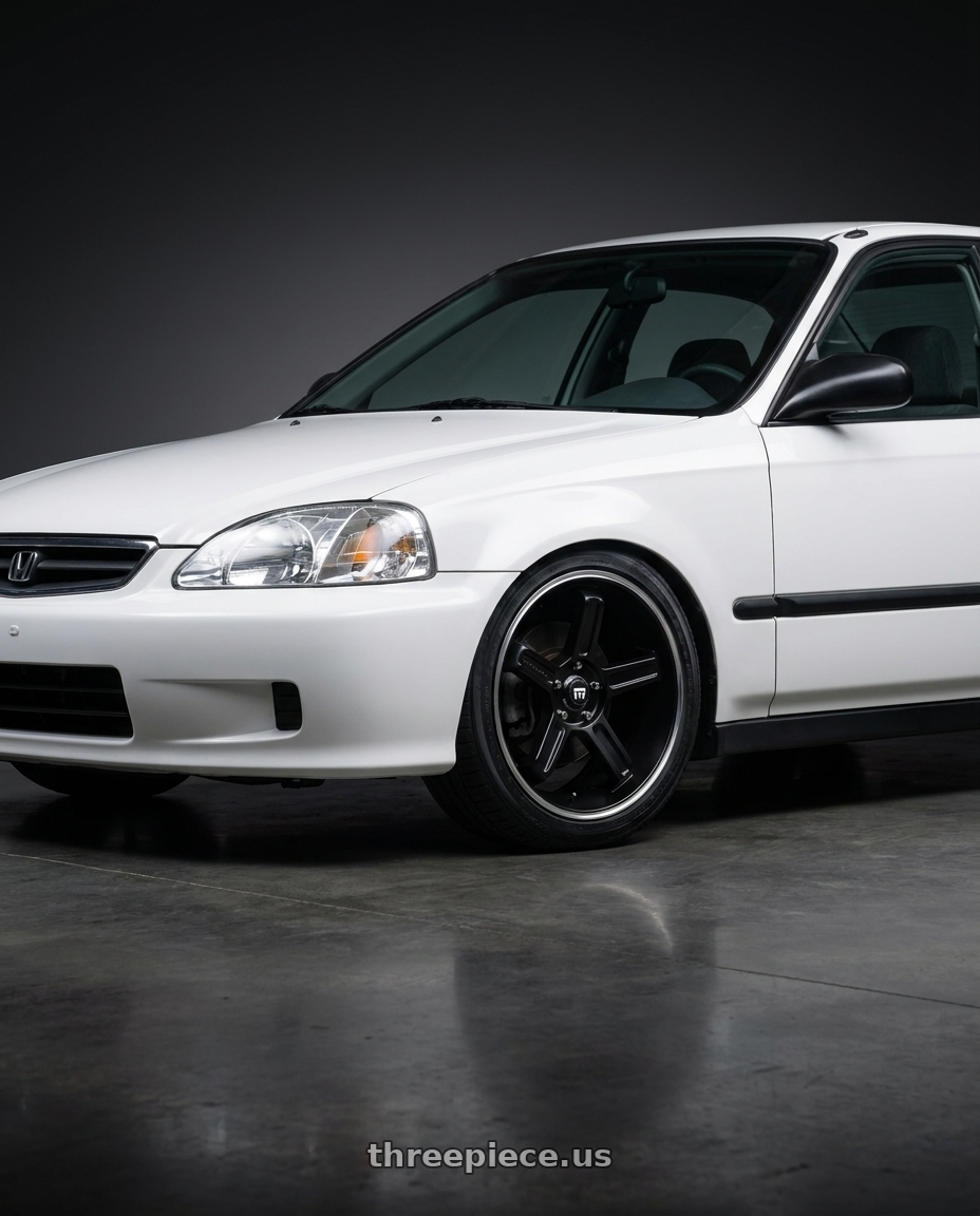 1999 Honda Civic Lx Sedan with Motegi MR122 4X100/4X114.3 18X9 +45 SATIN BLACK W/ MACHINED STRIPE wheels