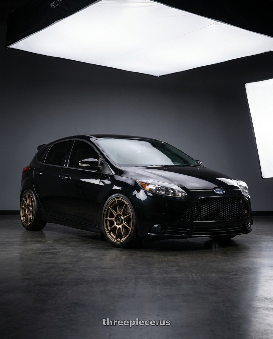 2013 ford focus st black with Konig Dekagram 5x114.3 18x9.5+35 Gloss Bronze wheels
