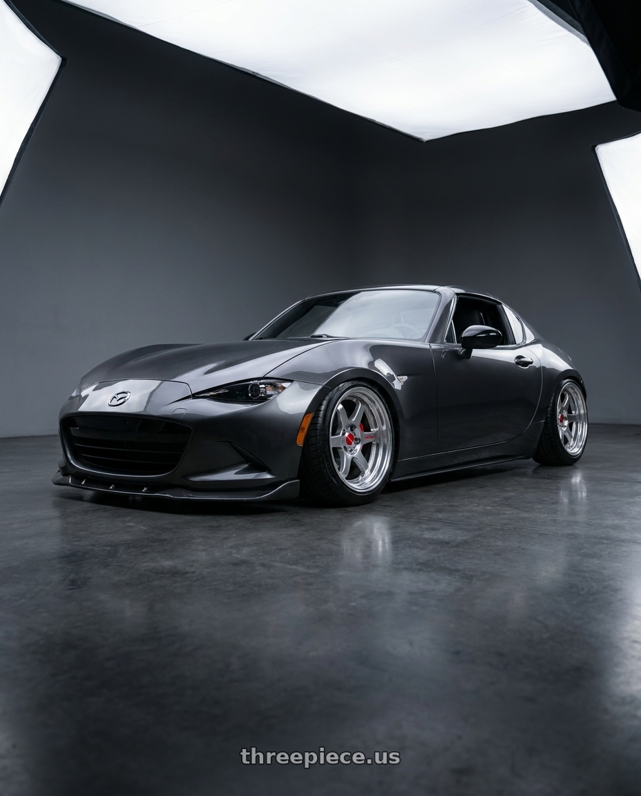 2019 mazda miata RF with Work Cr 2P 4x100 17x8.5 +22 GT Silver wheels