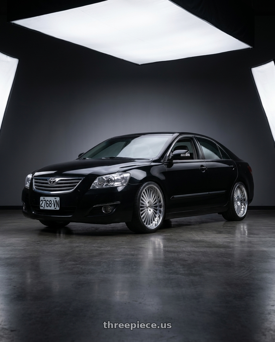 2008 Toyota Camry 2 4 with Amani R.E.A.L. 5x112/5x120 22x10 +38 Brush Center Chrome Lip wheels