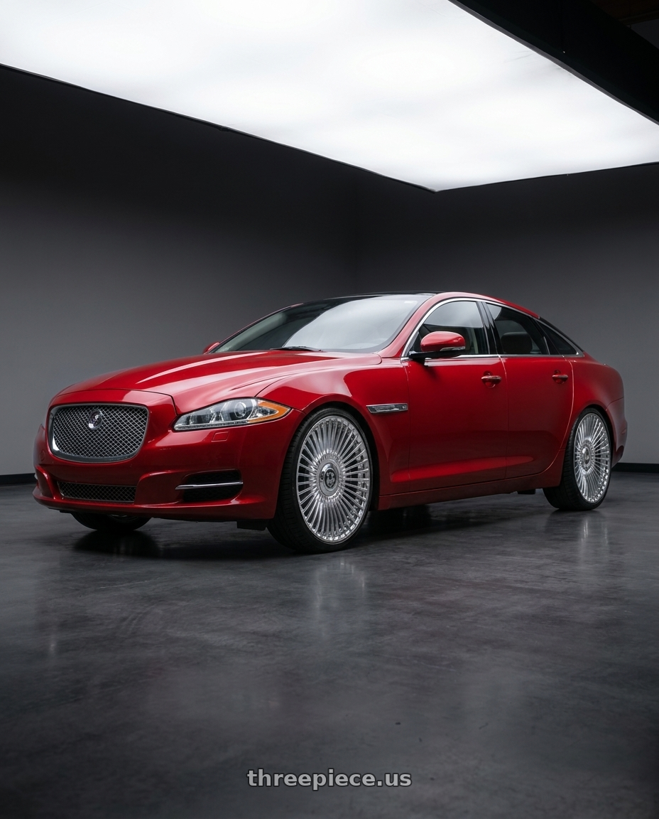 2014 jaguar xjl red with Motiv 436C 5X108/5X112 20x8.5 +40 Chrome Plated wheels