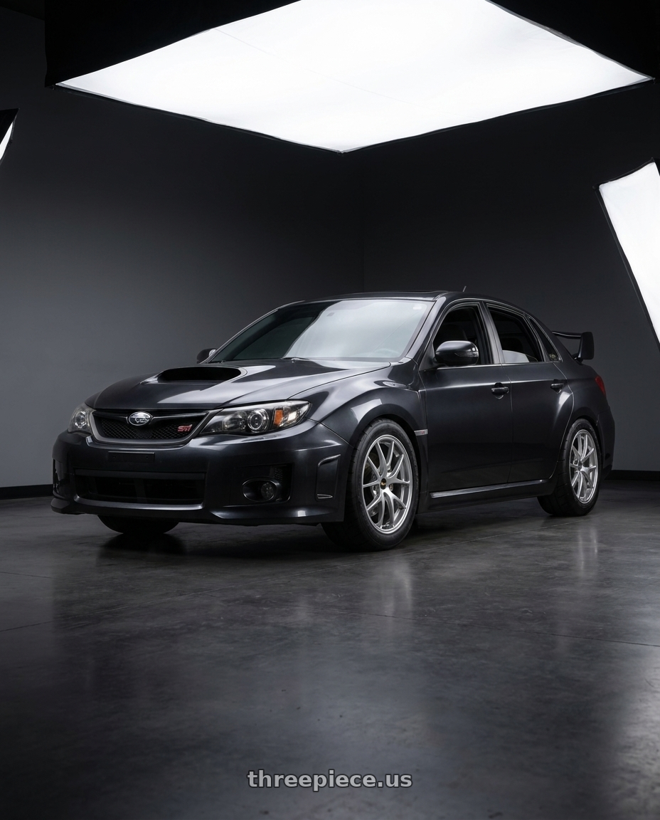 2013 Subaru WRX STI SEDAN with BBS RI-A 5x114.3 18x8.5 +35 Diamond Silver wheels