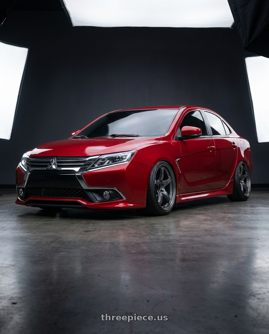 2017 Mitsubishi Grand Lancer 霓光紅  with Gram Lights 57CR 5x114.3 18x9.5+38 Glossy Grey wheels