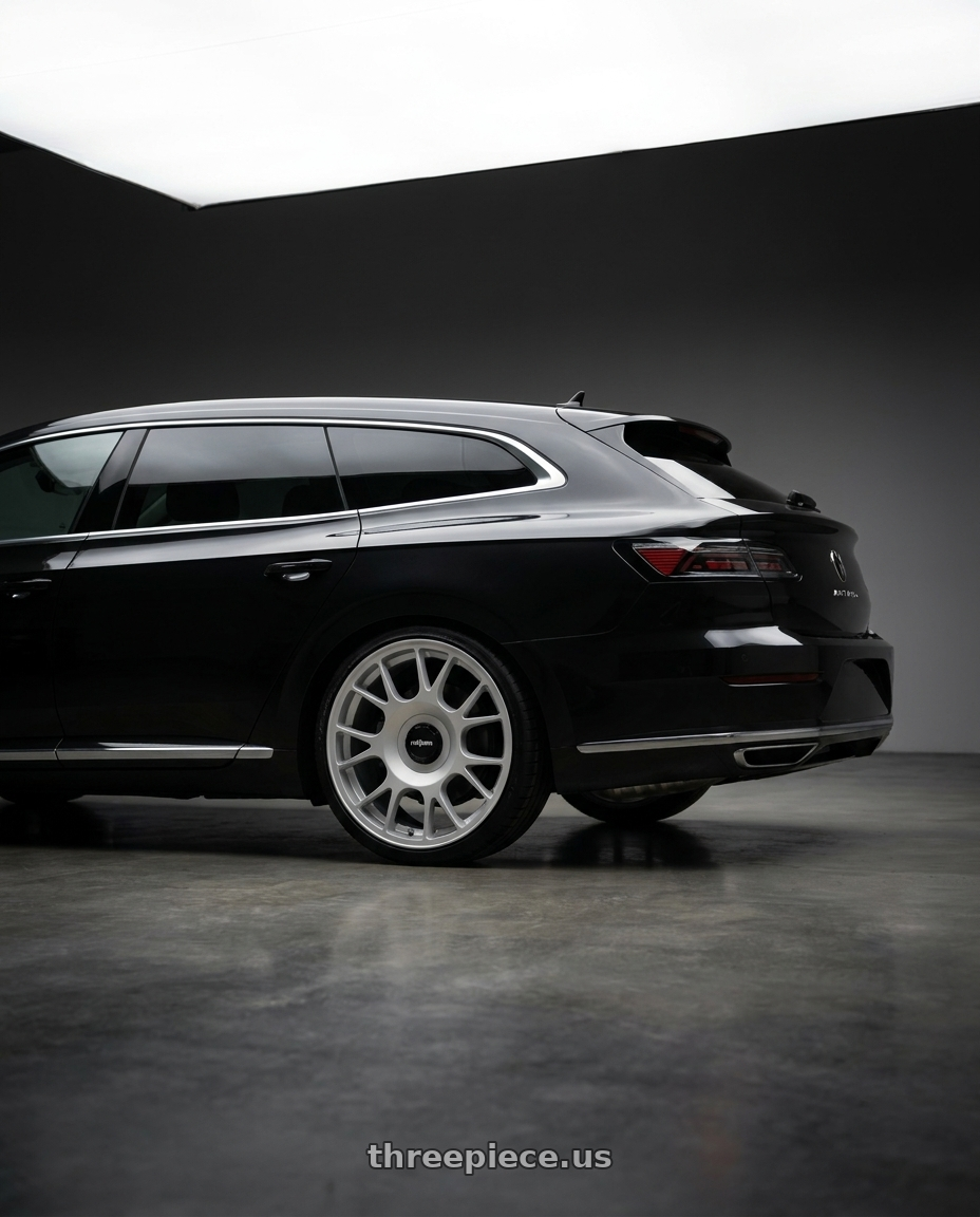 2022 Volkswagen Arteon  with Rotiform 1PC R188 TUF-R 5X112/5X114.3 19X8.5 +45 SILVER wheels rear three quarter view square tires