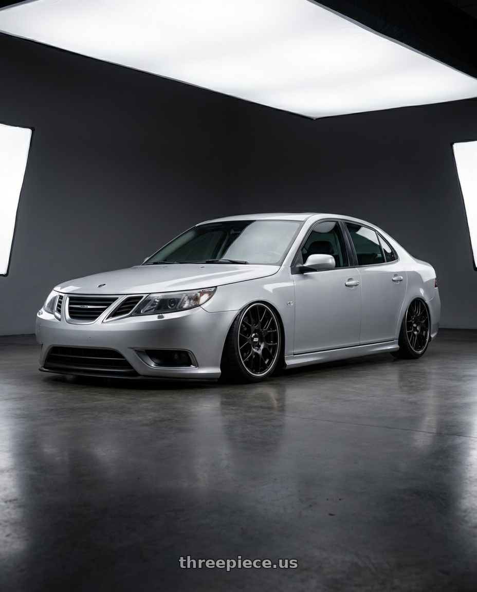 2009 Saab 9 3 with BBS CH-R 5x112 18x8.5 +38 Satin Black Polished Rim Protector wheels