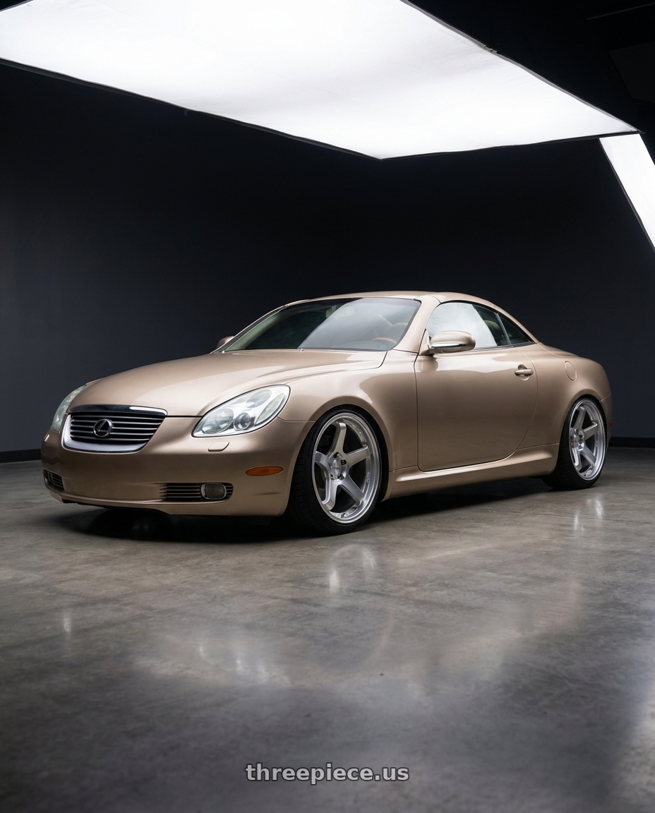 2003 Lexus SC430 Egyptian Sand with KATANA RACING HR05 5x114.3 18x9.5 +22 Hyper Silver wheels