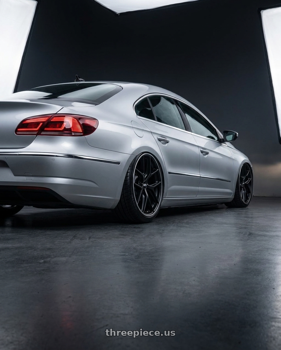 2015 Volkswagen CC with BBS CC-R 5x112 19x8.0+27 Satin Black wheels rear three quarter view slight stretch tires