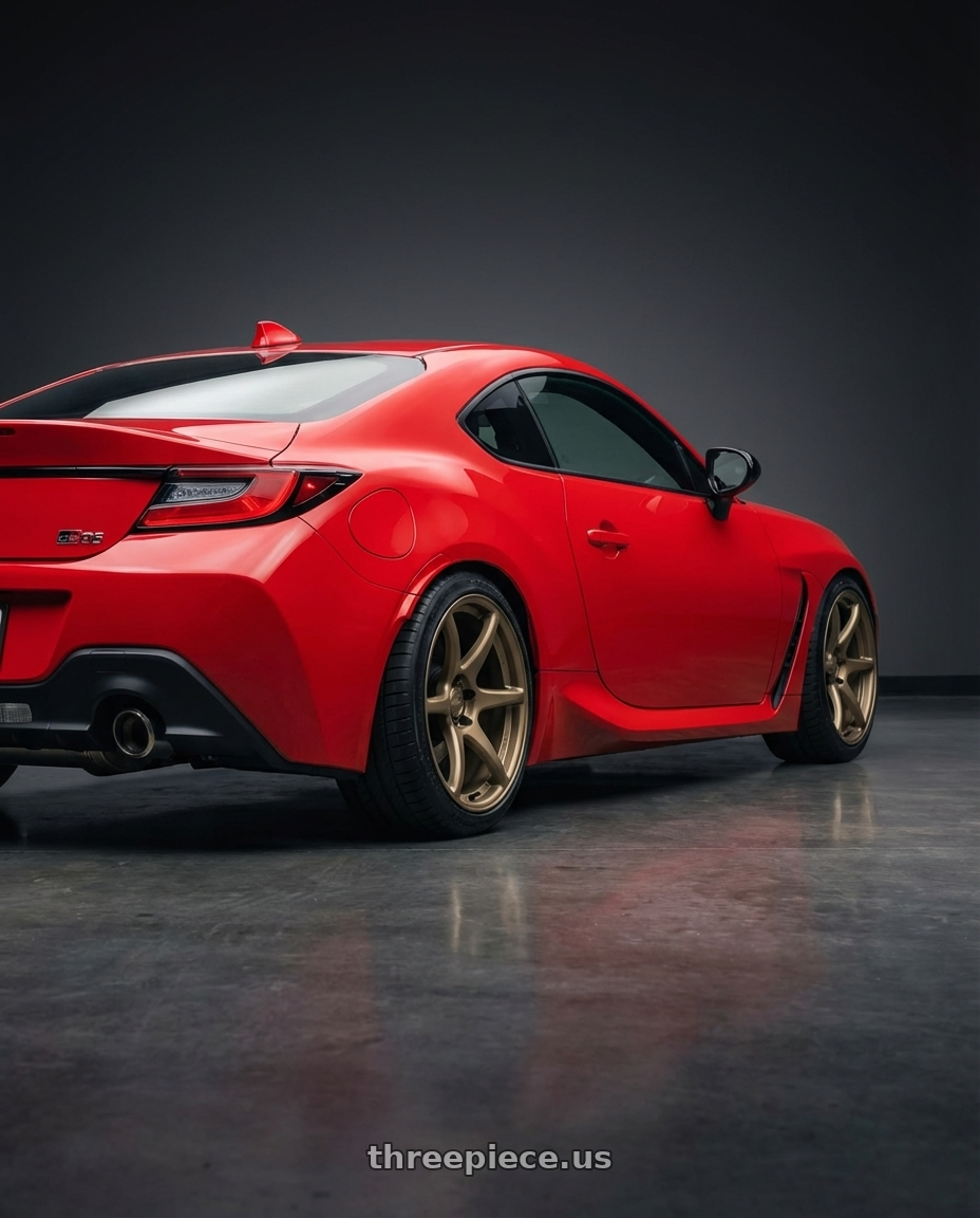 2024 Toyota GR86 with Kansei K11B Tandem 5x114.3 18x9 12 Bronze wheels rear three quarter view square tires