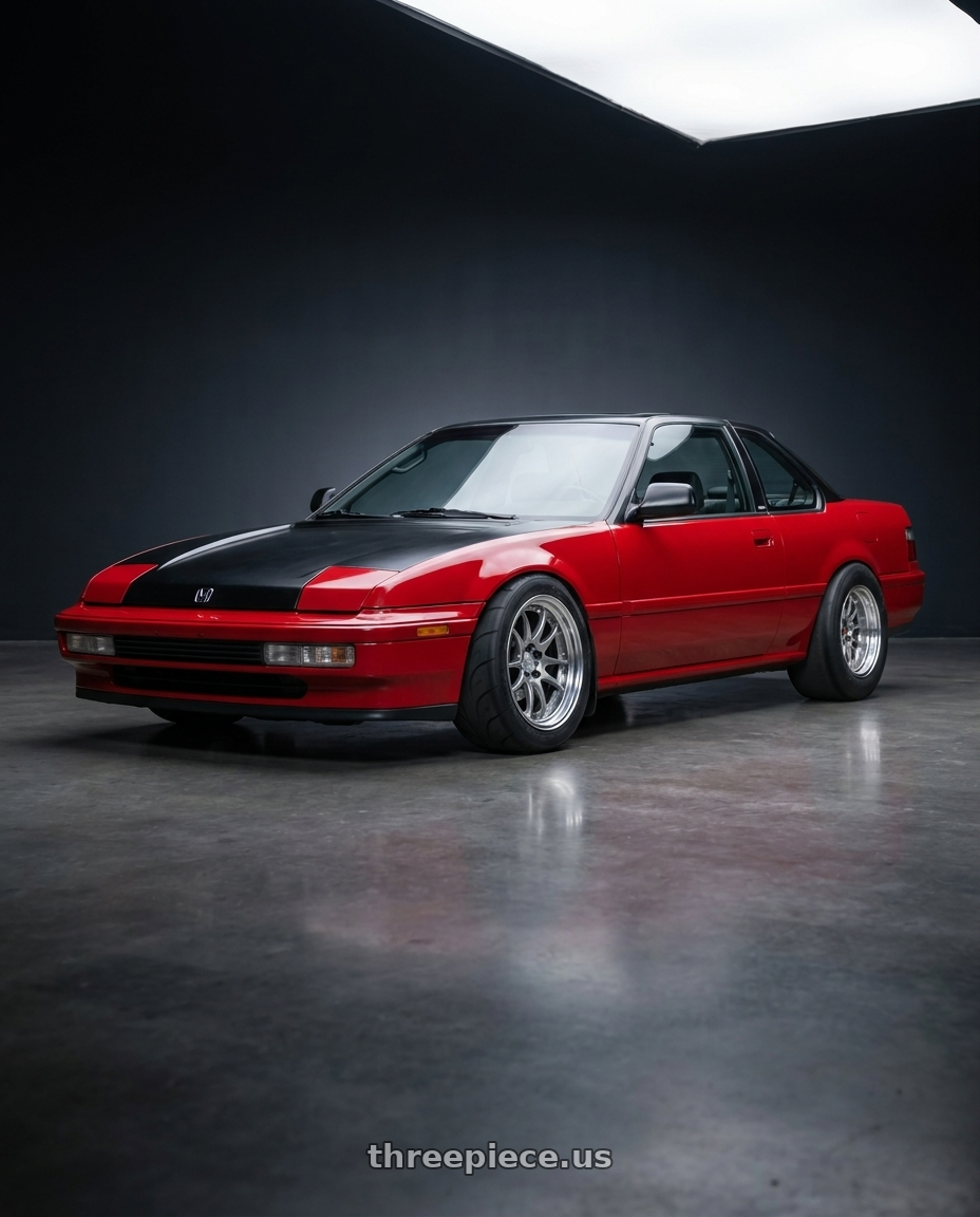 1991 Honda prelude with Work Cr 2P 4x100 16x7 +12 GT Silver wheels