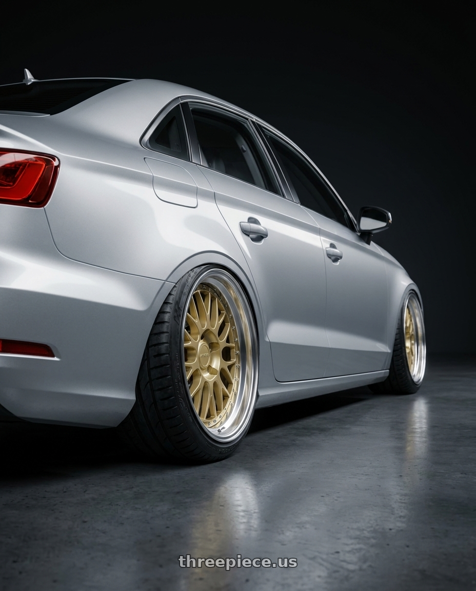 2016 audi a3 with Work Brombacher Mesh wheels rear three quarter view meaty tires