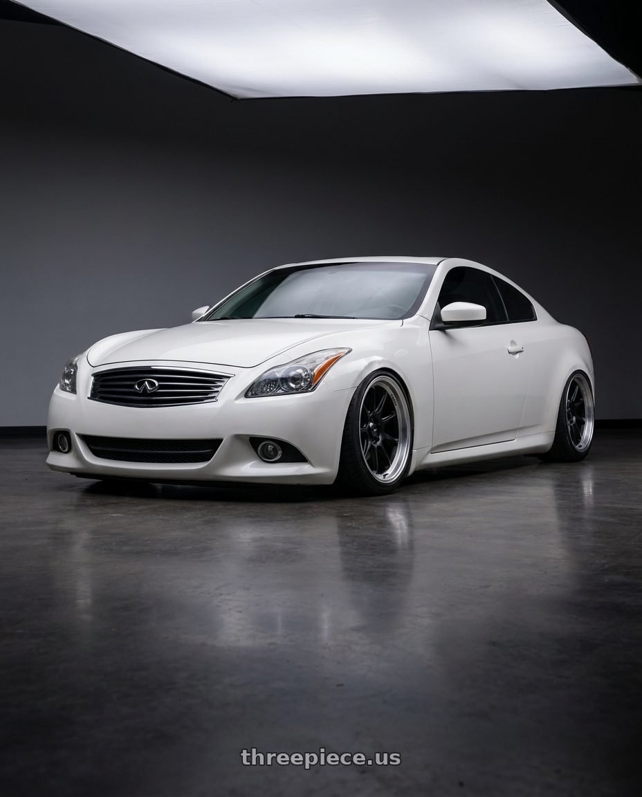 2014 Infiniti G37 Coupe with Konig Countergram 5x114.3 19x10+25 Matte Black / Matte Machined Lip wheels