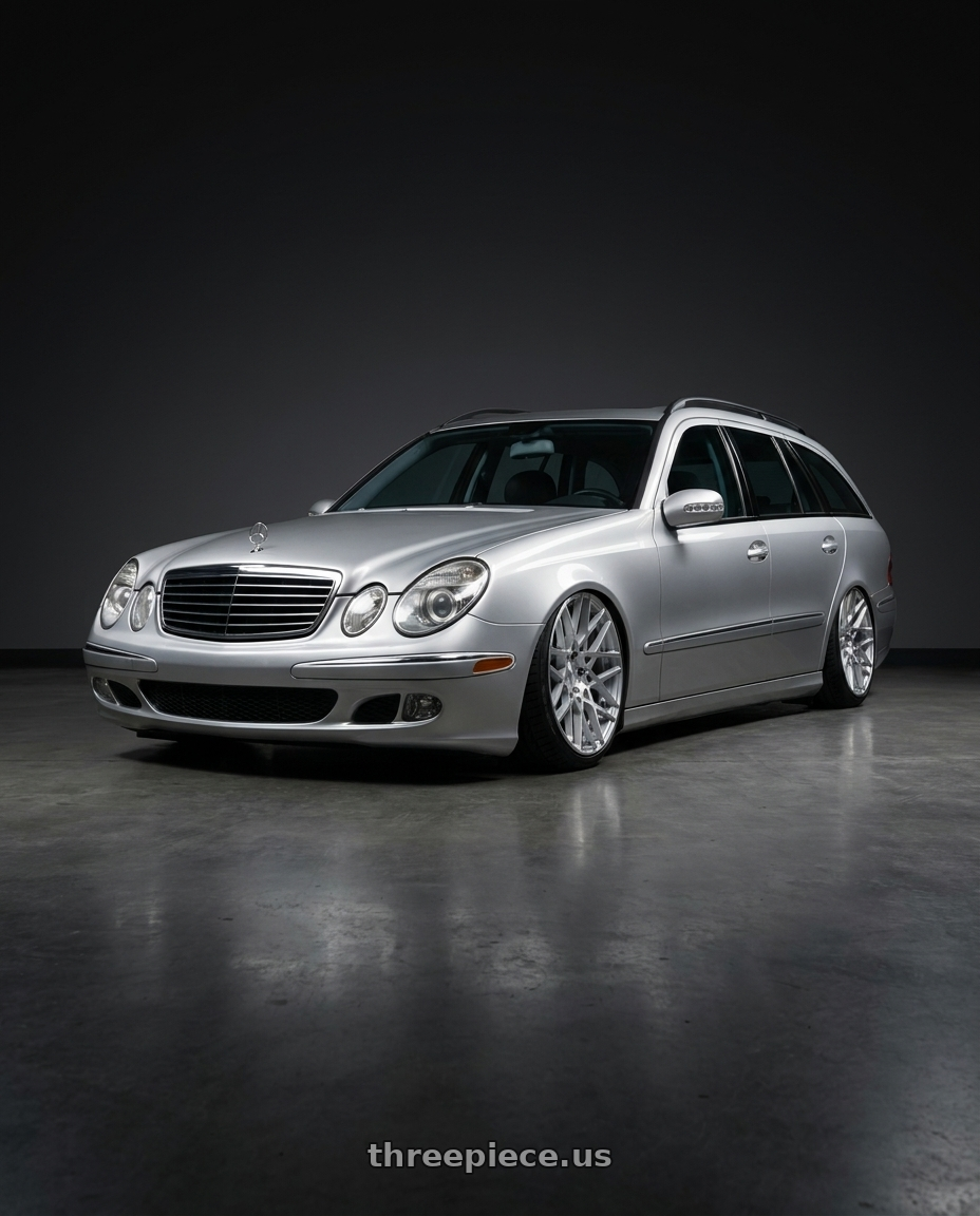 2005 Benz S211 with Rotiform 1PC R110 BLQ 5X114.3 19X8.5 +38 GLOSS SILVER MACHINED wheels