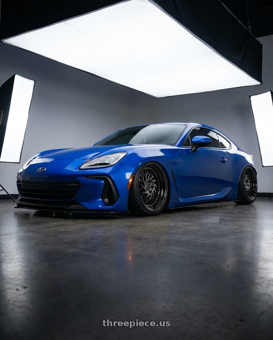 2024 Subaru BRZ with Aodhan DS03 5x114.3 18x9.5 +30 Black Vacuum w/ Gold Rivets wheels