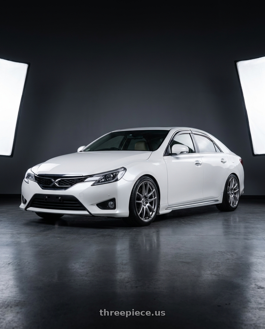 2014 Toyota Mark X with Work Emotion Cr Kiwami 5x100 18x8.5 +47 Gt Silver wheels